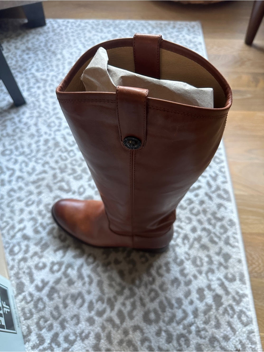 Frye Tall Riding Boots in Rich Cognac Brown Leather - Picture 3 of 5